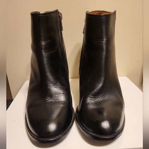 Madewell 1937 Black Leather Side Buckle Heeled Ankle Boots Size 7.5 Ret.$169 - Picture 3 of 8
